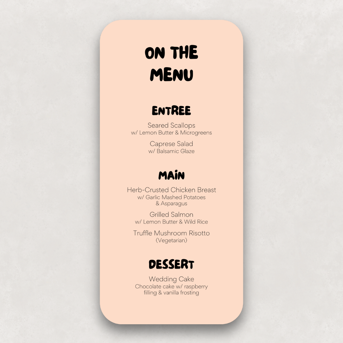 Scout Small Menu